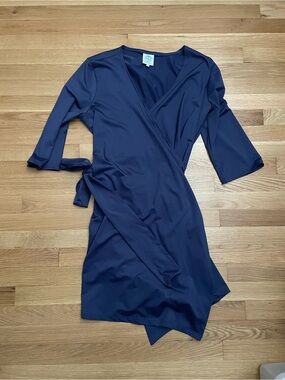 Tracy Negoshian Navy Wrap Dress XL